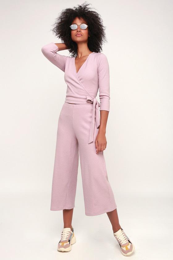 Cuddle Buddy Lavender Ribbed Culotte Pants | Lulus