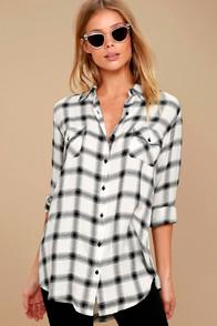 Bb Dakota Sylvia Black And White Plaid Top