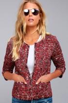 Tavik | Enigma Wine Red Print Reversible Quilted Jacket | Size X-small | 100% Cotton | Lulus