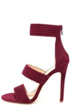 Olivia Jaymes Weave It To Me Wine Red Suede Ankle Strap Heels