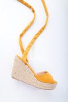 So Me Kaila Mustard Yellow Lace-up Espadrille Wedges | Lulus