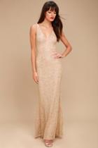 Lulus | Gleam And Glam Blush Lace Maxi | Size Large | Pink | 100% Polyester