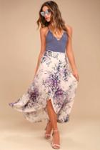 Love Stitch Right By Your Side Blush Pink Floral Print Wrap Midi Skirt | Lulus