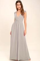 Lulus Whimiscal Wonder Light Grey Lace Maxi Dress