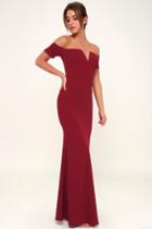 Lynne Burgundy Off-the-shoulder Maxi Dress | Lulus