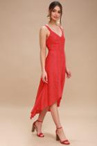 J.o.a. Melodrama Red Lace Midi Dress | Lulus