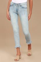 Evidnt | Hermosa Light Wash Frayed Skinny Jeans | Size 26 | Blue | Lulus