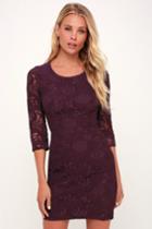 All For You Dark Purple Lace Bodycon Dress | Lulus