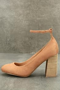 Mi.im Mckinley Nude Suede Ankle Strap Pumps