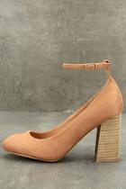 Mi.im Mckinley Nude Suede Ankle Strap Pumps