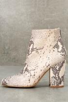 Steve Madden Star Natural Leather Snake Print Ankle Booties