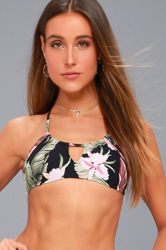 Rhythm | Islander Black Tropical Print Bikini Top | Lulus