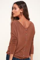 Project Social T Rosalie Rust Brown Button Back Cardigan Sweater | Lulus
