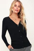 Accomplished Black Long Sleeve Cardigan Sweater | Lulus