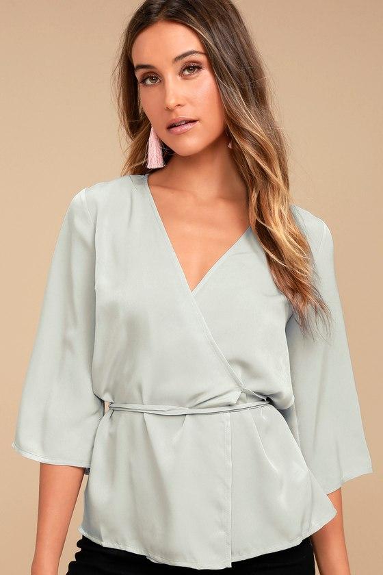 Sail The Riviera Grey Wrap Top | Lulus