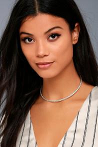 Lulus Completely Charming Silver Collar Necklace