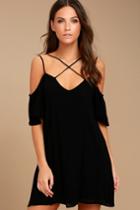 Lulus | Afterglow Black Shift Dress | Size Small | 100% Rayon