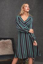 Eileen Navy Blue Multi Striped Long Sleeve Midi Dress | Lulus