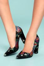 Soda Georgia May Black Embroidered Pumps
