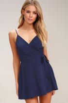 Camden Navy Blue Wrap Skort Dress | Lulus