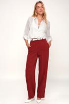 Step Up Wine Red Striped Wide-leg Pants | Lulus