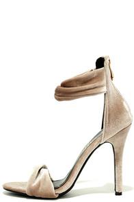 So Me Impress Me Bone Velvet Ankle Strap Heels