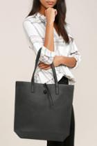 Lulus | Living For The Weekend Light Grey And Charcoal Reversible Tote | Vegan Friendly