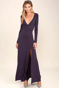 Lulus Wishing Well Purple Long Sleeve Maxi Dress