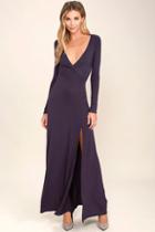 Lulus Wishing Well Purple Long Sleeve Maxi Dress