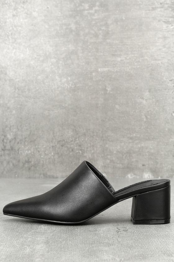 Steven | Simone Black Leather Pointed Toe Mules | Size 5.5 | Lulus