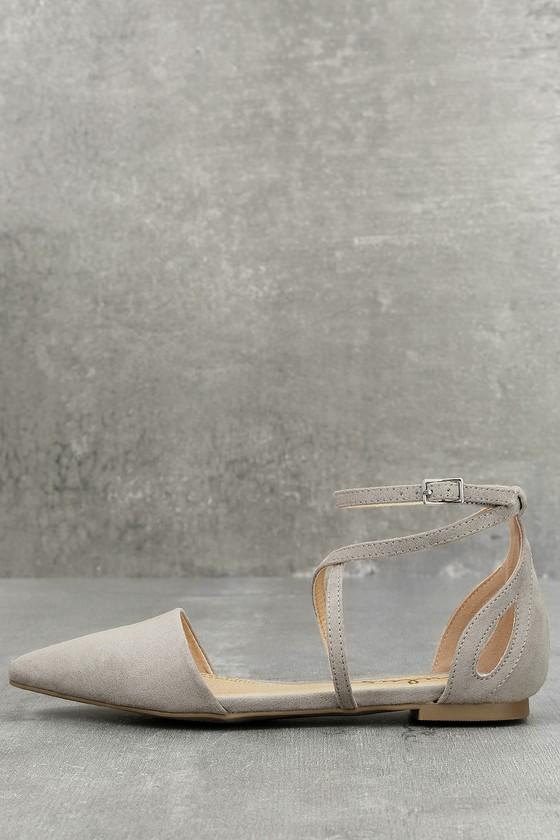 Rayna Grey Suede Pointed Flats | Lulus
