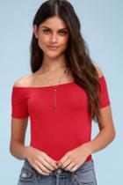 Volare Red Off-the-shoulder Tee | Lulus