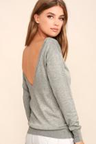 Lulus Me Too Heather Grey Backless Sweater Top