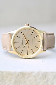 Lulus In Due Time Gold And Dark Beige Watch