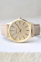 Lulus In Due Time Gold And Dark Beige Watch