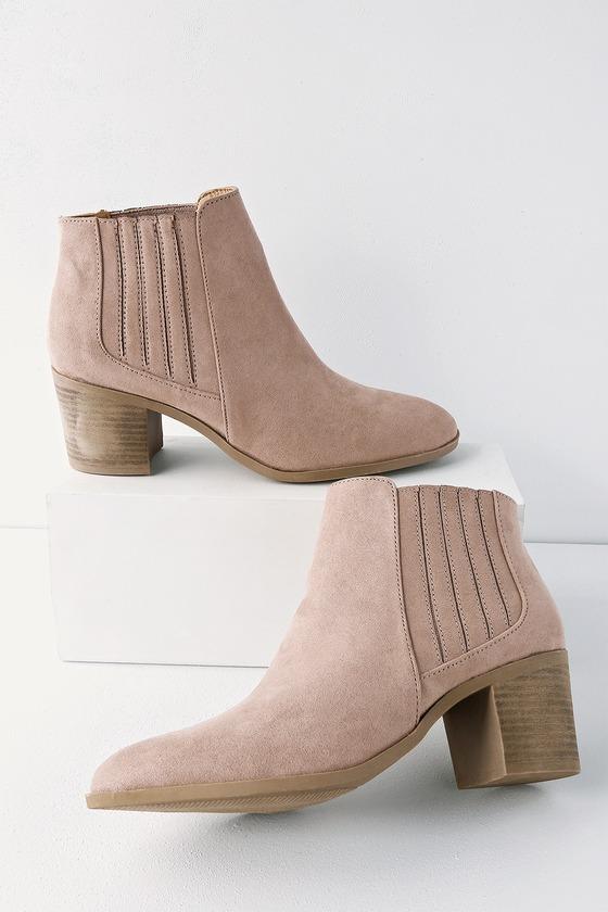 Qupid Shasta Taupe Suede Ankle Booties | Lulus
