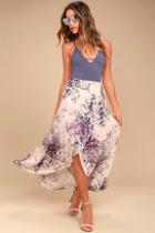 Love Stitch Right By Your Side Blush Pink Floral Print Wrap Midi Skirt