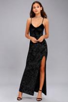 Lulus | Supernatural Love Black Crushed Velvet Maxi Dress | Size Small
