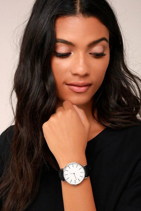 Lulus | Time To Shine Silver And Black Watch | Vegan Friendly