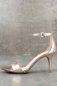 Wild Diva Lounge Lover Rose Gold Ankle Strap Heels