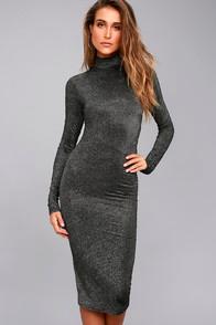 Cheap Monday Glint Black Long Sleeve Midi Dress