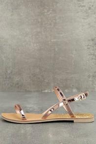 Qupid Rika Rose Gold Flat Sandals