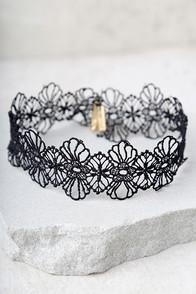 Lulus Simply Striking Black Lace Choker Necklace
