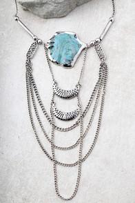 Lulus Style Revolution Turquoise And Silver Necklace
