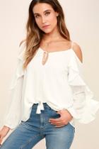 Lulus The Wonder Of You White Off-the-shoulder Top