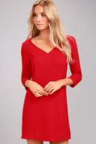 Jack By Bb Dakota | Luther Red Long Sleeve Dress | Size X-small | 100% Polyester | Lulus