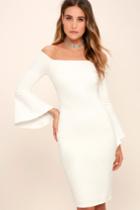 All She Wants White Off-the-shoulder Midi Dress | Lulus
