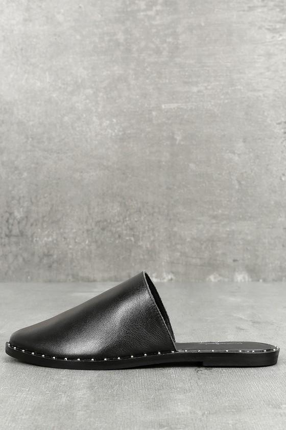 Urge | Brea Black Leather Studded Mules | Size 37/6.5 | Lulus