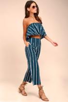 Faithfull The Brand Tomas Navy Blue Striped Culottes