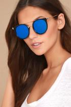 Lulus | Out Of This World Black And Blue Mirrored Sunglasses | 100% Uv Protection